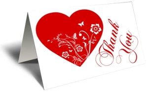 Thank Red Heart Gift Greeting Card